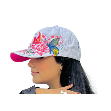 Butterflies Flower Embroidery Cap Girl